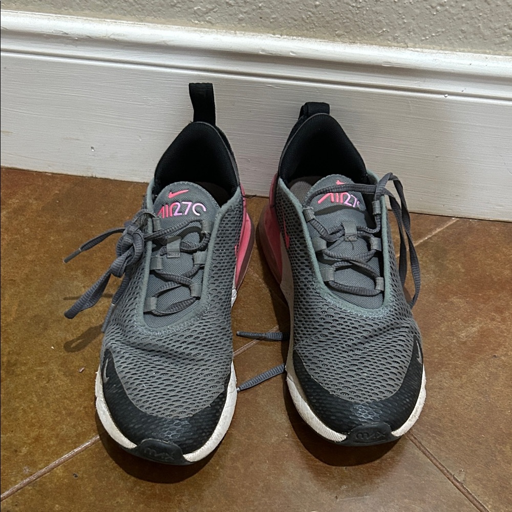 Nike Grey and Pink Air Max 270 Sneakers